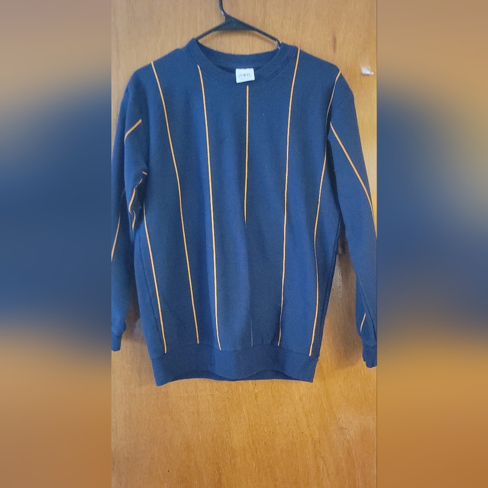 Zara Blue Sweater with Yellow Stripes